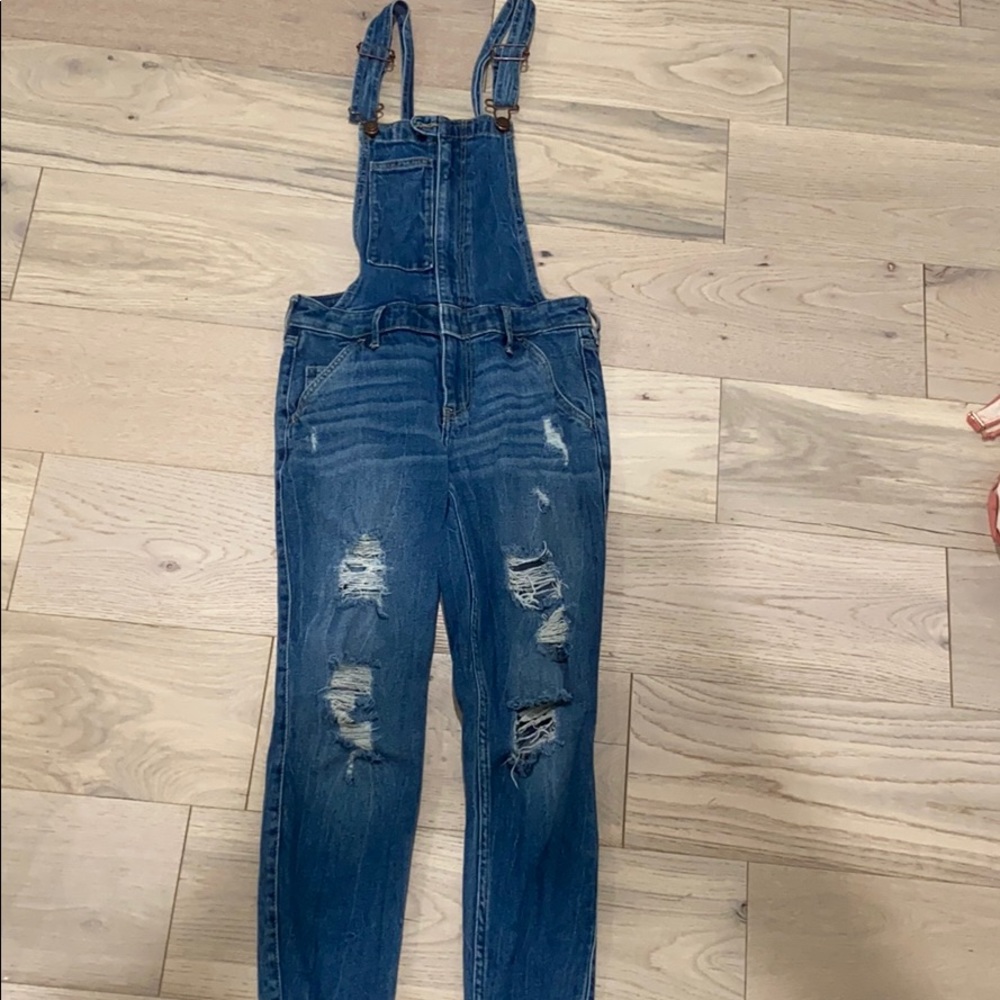 Hollister Distressed Denim Overalls
